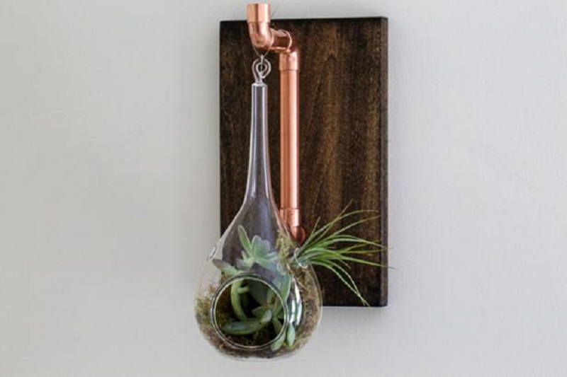 Diy cool hanging mod planter from copper plumbing supplies 4