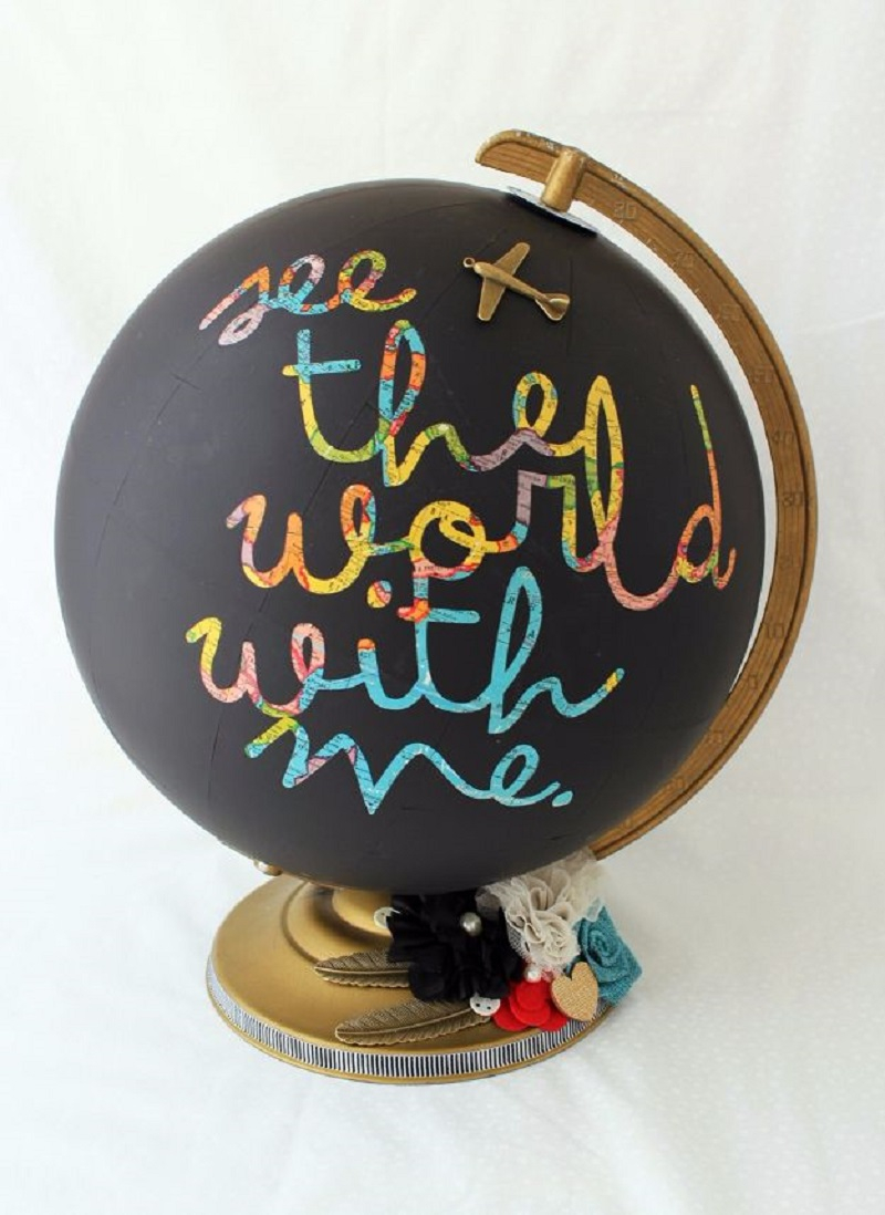 Chalkboard globe DIY Room Decoration Ideas Where Teens Can Do It In A Short Time