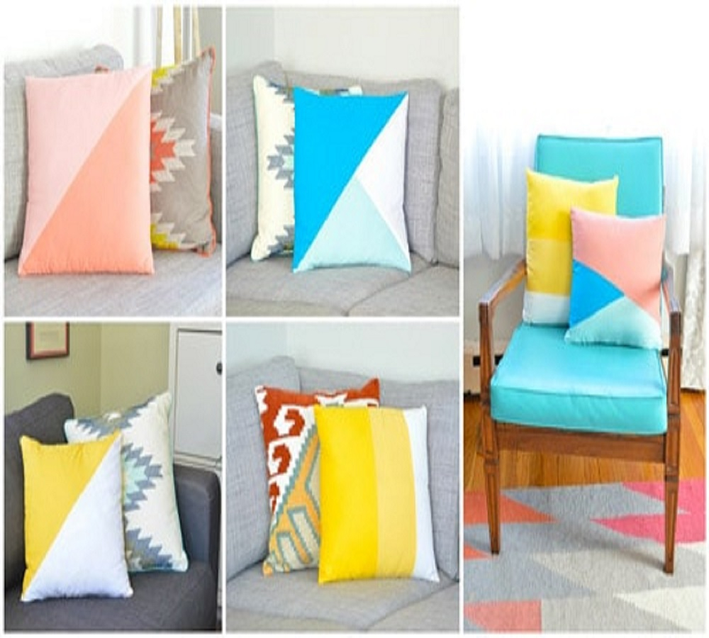 Color-block throw pillows Effortless DIY Sewing Projects To Create A Beautiful Effect To Your Home