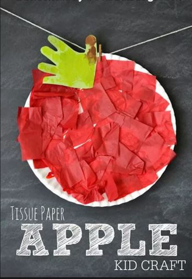 Diy apple craft from tissue papers