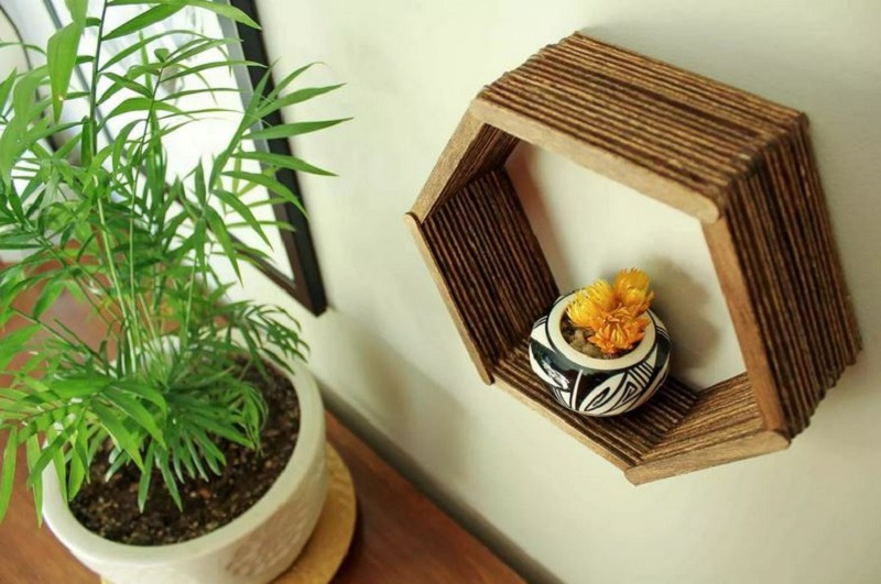 Hexagon wall shelf