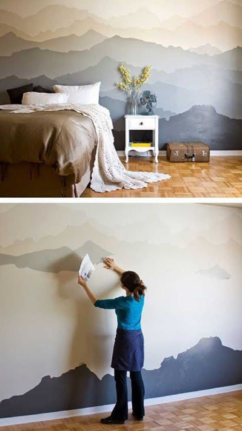 Mountain mural bedroom makeover Appealing DIY Ideas To Paint On Blank Wall Where Teenage Can Do