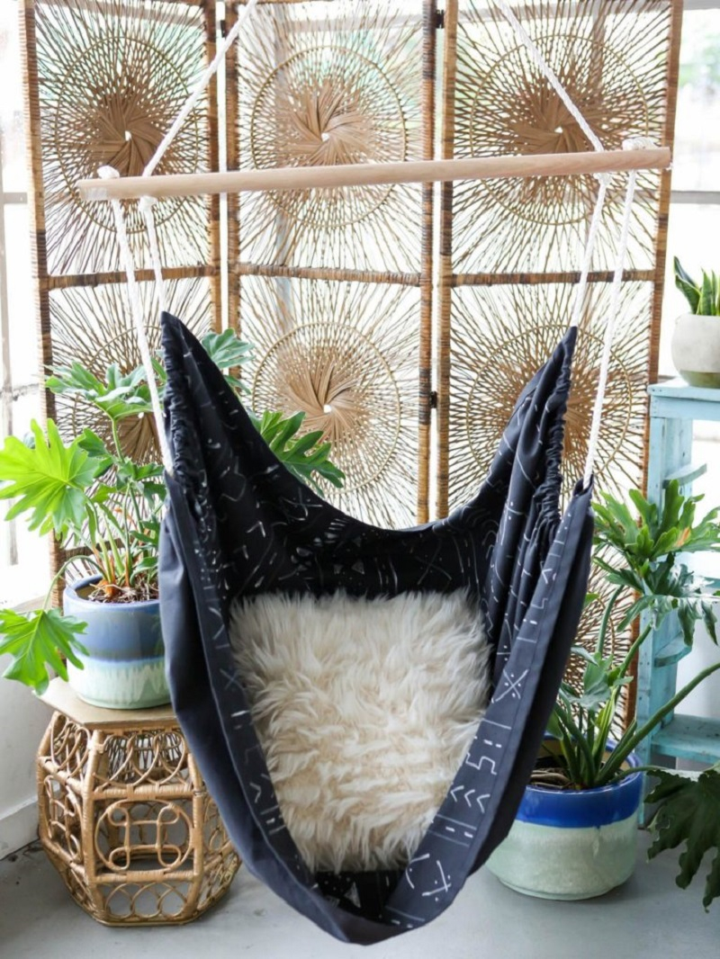 Mud cloth hanging chair Epic DIY Hanging Chair Projects To Complete Your Home Presentation