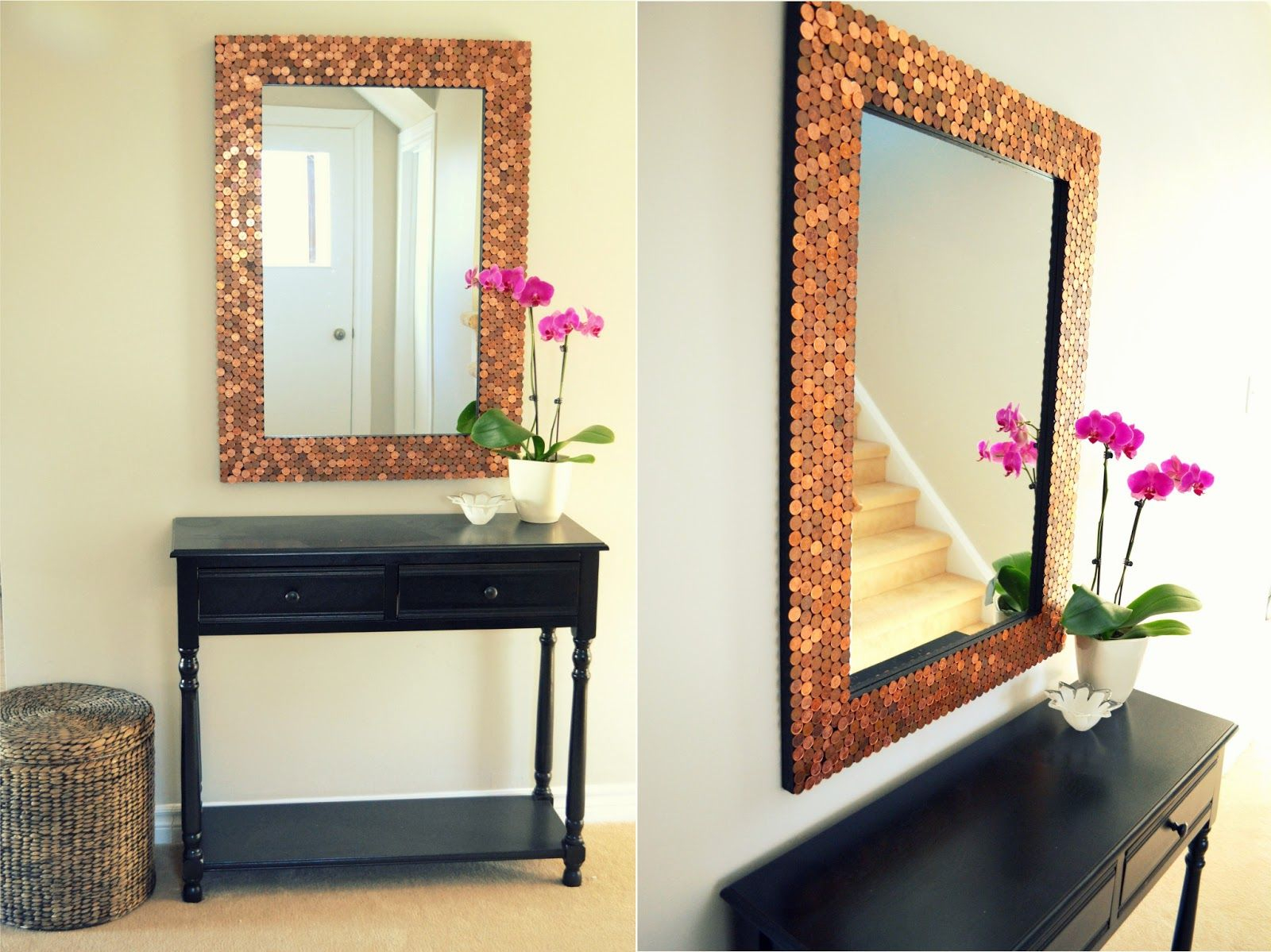 Penny tiled mirror Remarkable DIY Decoration Ideas You Can Make At Home With Pennies