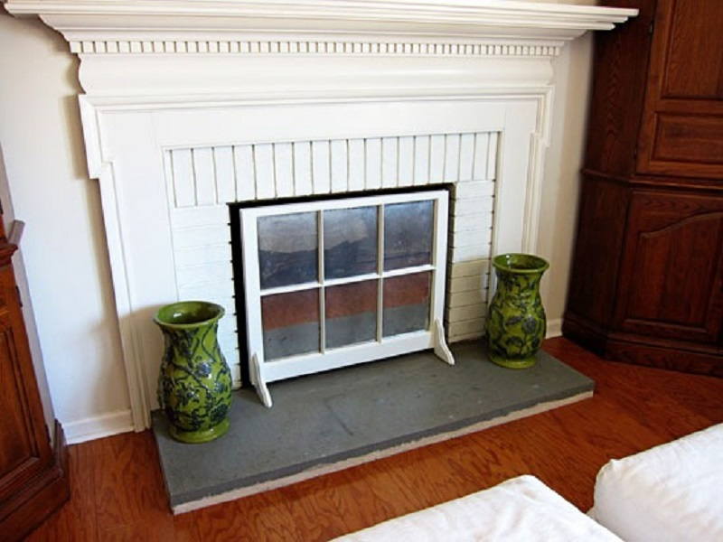 Window sash fireplace screen