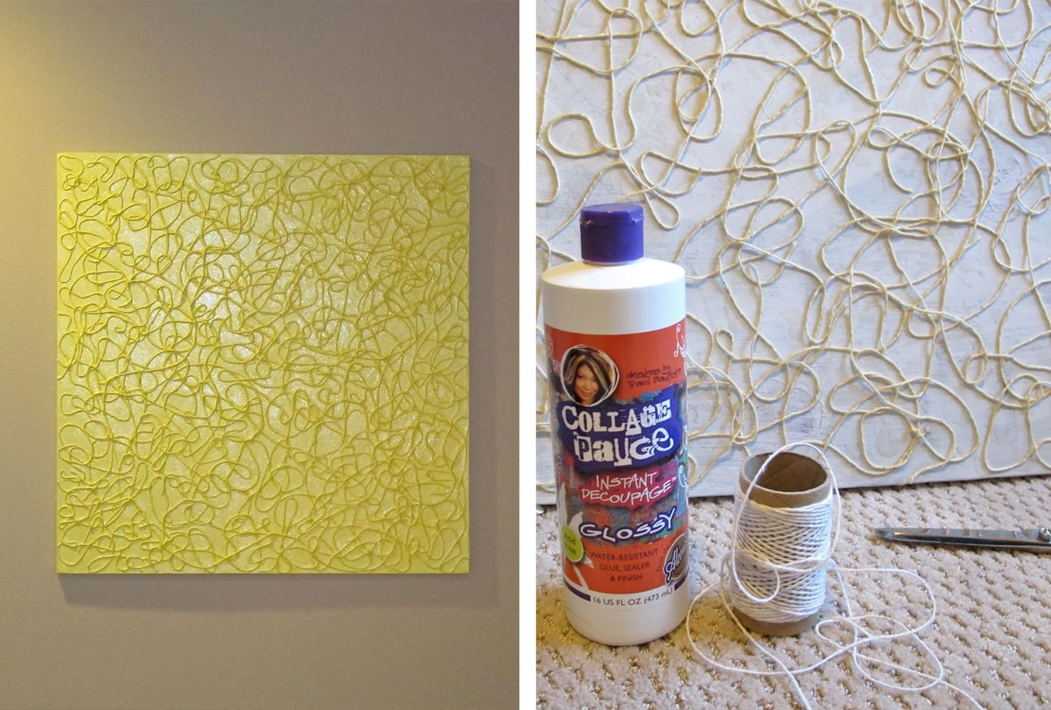 Yarn art Trouble-Free DIY Canvas Wall Art Ideas To Decorate Your Home