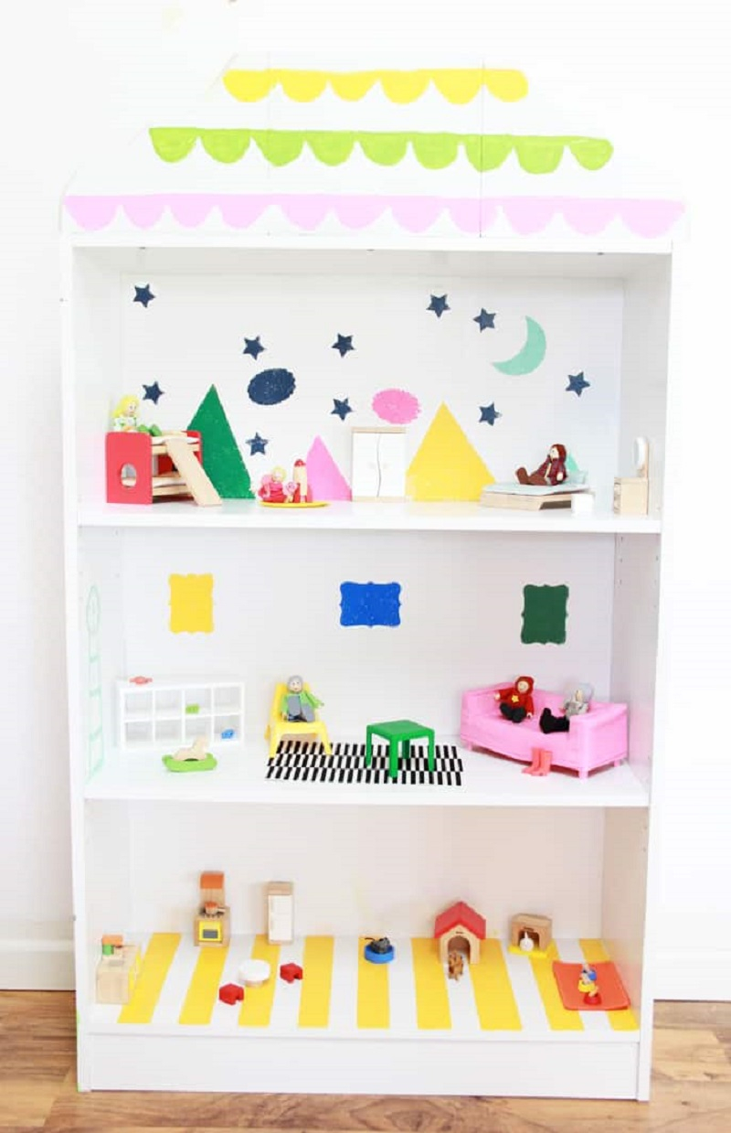 Diy bookcase dollhouse DIY Entertaining Ideas To Decorate Your Kids’ Room For Special Feeling